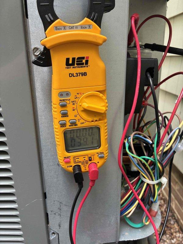 # HVAC Cooling Maintenance Summary

Completed routine preventive maintenance on residential cooling system as part of scheduled recurring service visit. Performed comprehensive electrical diagnostics using clamp meter to verify proper amperage draw and voltage levels at the outdoor disconnect panel, ensuring all electrical connections were secure and within manufacturer specifications. Inspected interior blower motor assembly and associated components, checking for proper operation and mechanical integrity. All system parameters tested within normal operating ranges, and equipment found to be functioning properly with no repairs required at this time.