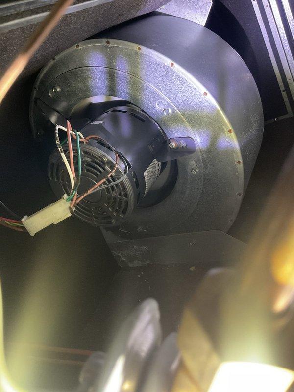 Completed scheduled preventative maintenance on residential cooling system. Performed comprehensive inspection of refrigerant lines and compression fittings, verifying proper connections and absence of leaks. Inspected blower motor assembly, checked electrical connections and wire harnesses for secure attachment, and confirmed motor housing and mounting integrity. All components found operating within normal parameters with no deficiencies noted.
