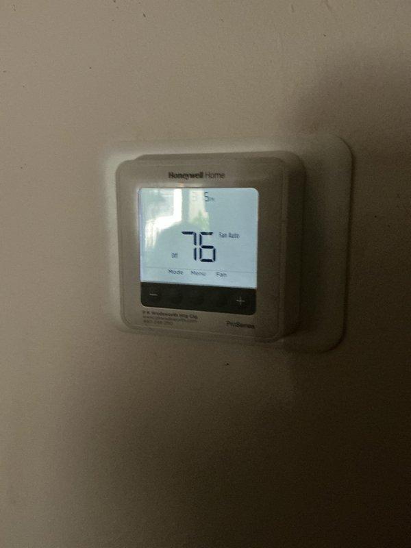 Completed routine cooling maintenance on residential air conditioning system. Performed standard inspection of outdoor condenser unit and verified thermostat operation at 76°F set point. All components found to be functioning properly with no issues identified during this scheduled maintenance visit.