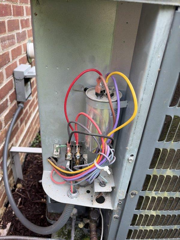 Completed scheduled preventive maintenance on two residential air conditioning systems. Performed thorough inspection of outdoor condenser units, noting visible dirt and debris accumulation on heat exchanger coils requiring cleaning attention. Inspected electrical components including capacitor, contactors, and associated wiring connections to ensure proper operation and system reliability for continued cooling performance.