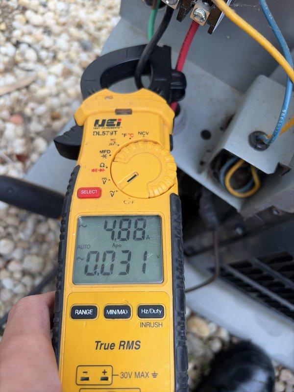 Completed scheduled preventive maintenance on residential cooling system with Goodman furnace unit. Performed comprehensive system inspection including electrical testing of outdoor condensing unit using digital multimeter to verify proper capacitor function and electrical performance. All components operating within manufacturer specifications with no deficiencies noted.