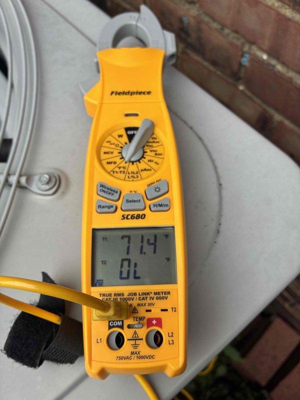 Completed scheduled preventative maintenance on residential cooling system. Performed electrical diagnostics using clamp meter to verify proper amperage draw and system performance on outdoor condensing unit. Inspected Carrier gas furnace and associated HVAC components, confirmed all equipment operating within normal parameters with no deficiencies noted.