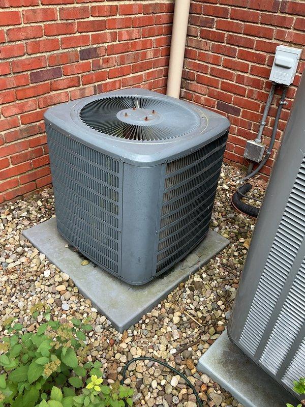 Completed scheduled preventative maintenance on residential cooling system. Performed comprehensive inspection of outdoor condensing unit, including visual assessment of electrical components, capacitor connections, and condenser coil condition. All components found operating within normal parameters and unit returned to service.