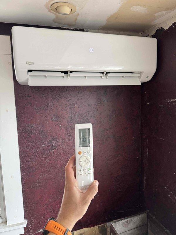 Performed preventative maintenance on wall-mounted mini-split air conditioning system. Accessed and cleaned evaporator coils using appropriate cleaning solution, washed and reinstalled air filters, and serviced outdoor condenser unit by hosing off accumulated debris. Unit tested and confirmed operational upon completion.
