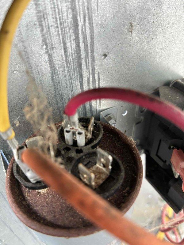 Performed comprehensive system evaluation for new homeowner on residential HVAC unit. Inspected electrical connections at indoor air handler, noting aged wiring terminations and corrosion on mounting hardware requiring future monitoring. Measured operating amperage at outdoor condenser unit using clamp meter, recording 42.1 amps, which falls within normal operating parameters for the equipment. Verified proper electrical function and system operation with no immediate deficiencies requiring repair at time of inspection.