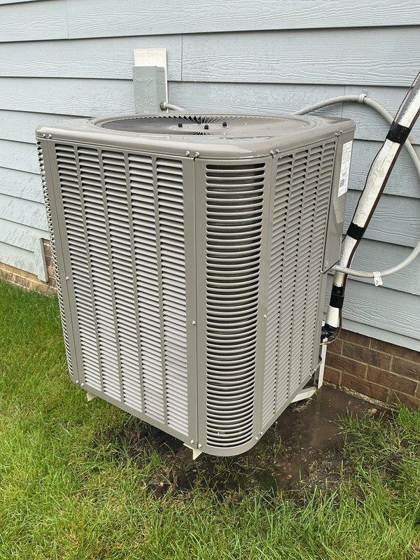 Completed comprehensive cooling system maintenance on residential air conditioning unit. Performed routine inspection of outdoor condenser unit, verified proper operation of all components, and conducted temperature diagnostics on ductwork system registering -3.5°F at measurement point. All refrigerant lines, electrical connections, and mounting hardware inspected and found secure with no issues identified.