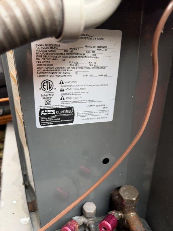 Completed preventive maintenance service on two cooling systems as part of scheduled recurring maintenance program. Performed comprehensive inspection of Goodman GSX160361B outdoor condensing unit, including electrical diagnostics with clamp meter showing system operating at 24.5 volts. Verified proper amperage draw, checked refrigerant line connections, inspected ductwork and flexible conduit connections, and confirmed all mechanical and electrical components functioning within manufacturer specifications. All systems tested and left in proper working order.