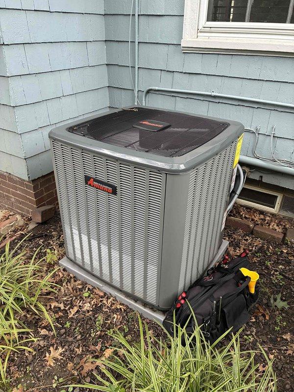 Completed scheduled cooling maintenance on Amana condensing unit and indoor air handling system. Performed comprehensive inspection of outdoor unit including checking refrigerant levels, testing electrical connections, cleaning condenser coils, and verifying proper operation of compressor and fan motor. Inspected indoor components including furnace, ductwork, and air handler to ensure proper airflow and system integration. All equipment found operating within normal parameters with no deficiencies noted. System tested and confirmed cooling properly.