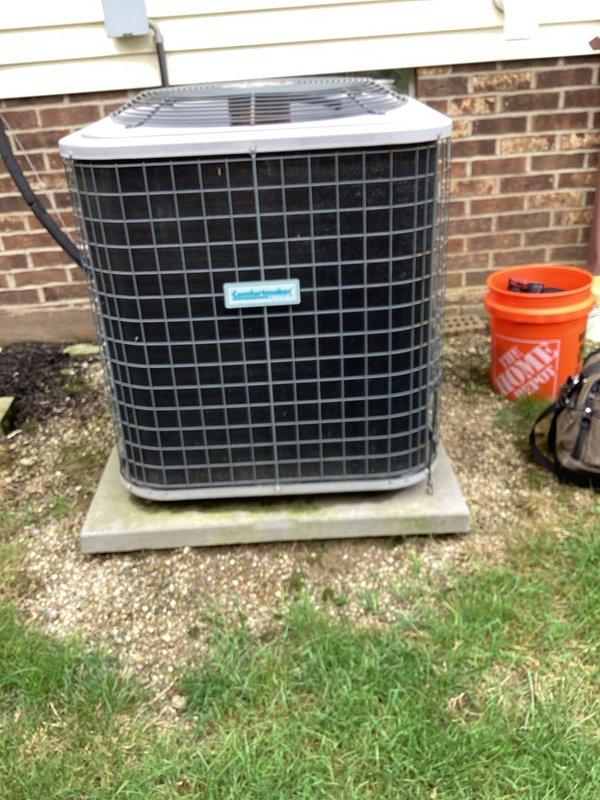 Completed comprehensive preventive maintenance on residential cooling system. Inspected outdoor condenser unit, verified proper operation of compressor and capacitor, checked electrical connections, and confirmed system is operating within normal parameters for optimal cooling performance.