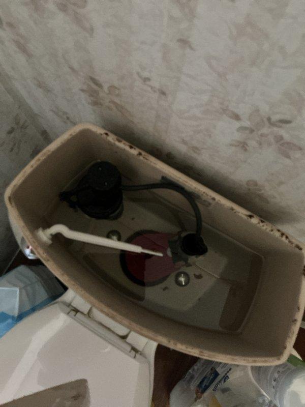 Completed whole home plumbing inspection addressing reported clogs in toilet and bathtub, along with assessment of undetermined leak location. Inspected under-sink plumbing assembly revealing drain pipe with visible repairs or modifications, documented cluttered storage area surrounding plumbing components for access concerns. Examined toilet tank internals showing deteriorated flush mechanism with significant rust accumulation, corroded flapper valve, and aged fill valve assembly requiring attention. Documented conditions and provided findings to customer for repair recommendations.