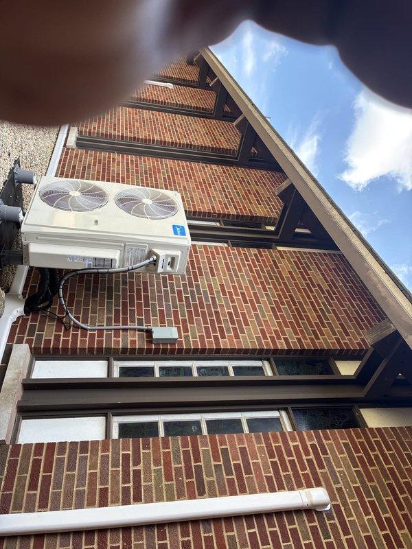 Completed full commercial mini-split system installation consisting of four indoor air handlers connected to two outdoor condensing units. Installation included all necessary refrigerant line sets, condensate drainage, and electrical work required for system operation. All equipment was properly mounted, commissioned, and tested to verify optimal performance and compliance with manufacturer specifications.