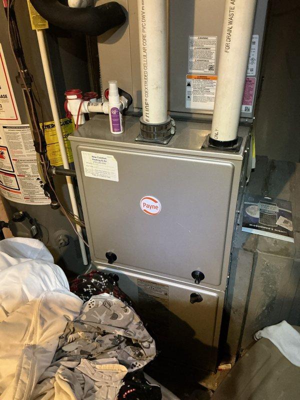 Completed comprehensive cooling system maintenance on residential split HVAC system. Serviced outdoor condensing unit and indoor Payne air handler, performing standard preventative maintenance procedures including filter inspection, coil cleaning, refrigerant level verification, electrical connection checks, and operational testing. All components found operating within manufacturer specifications with no deficiencies noted.
