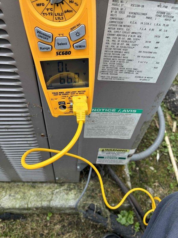 Completed comprehensive cooling system tune-up on residential HVAC unit. Performed diagnostic testing using digital multimeter to verify electrical specifications and system performance parameters. Inspection revealed significant rust and corrosion on electrical panel components and mounting hardware, indicating prolonged moisture exposure. All electrical connections were inspected and found secure despite deterioration of surrounding metal enclosure components. System operational testing confirmed unit is functioning within manufacturer specifications.