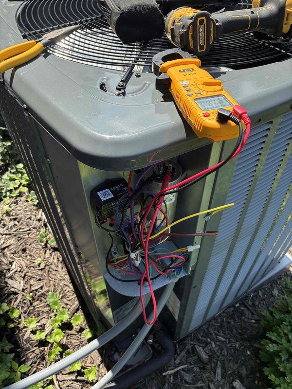 Completed first-year MVP preventive maintenance on outdoor cooling system. Performed comprehensive electrical diagnostics using clamp meter and multimeter to verify amperage draws, voltage levels, and component operation. Inspected internal control board wiring connections, tested capacitor values, and confirmed proper system operation with all measurements within manufacturer specifications.