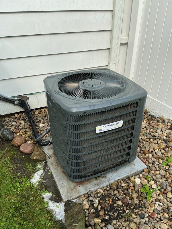 Completed scheduled preventive maintenance on residential split-system air conditioning unit. Performed comprehensive inspection of outdoor condensing unit including condenser coil, compressor operation, refrigerant pressures, and electrical connections. Inspected indoor air handler and evaporator coil assembly, verified blower motor operation, and checked air filter condition. All components found operating within normal parameters with no deficiencies noted. System cooling effectively and ready for continued service.