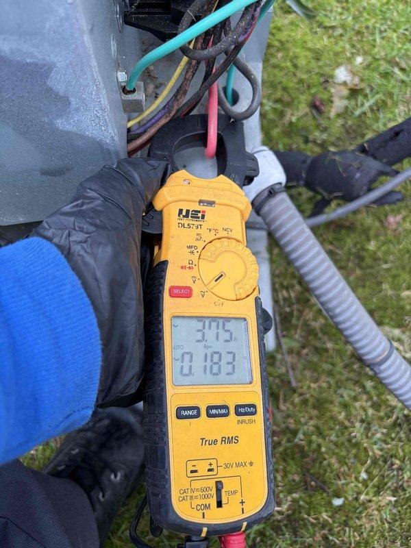Completed scheduled preventive maintenance on residential cooling system. Performed comprehensive electrical diagnostics on outdoor condensing unit, measuring voltage and amperage draw to verify proper compressor operation and system performance. All electrical parameters tested within manufacturer specifications, confirming safe and efficient operation of the HVAC equipment.