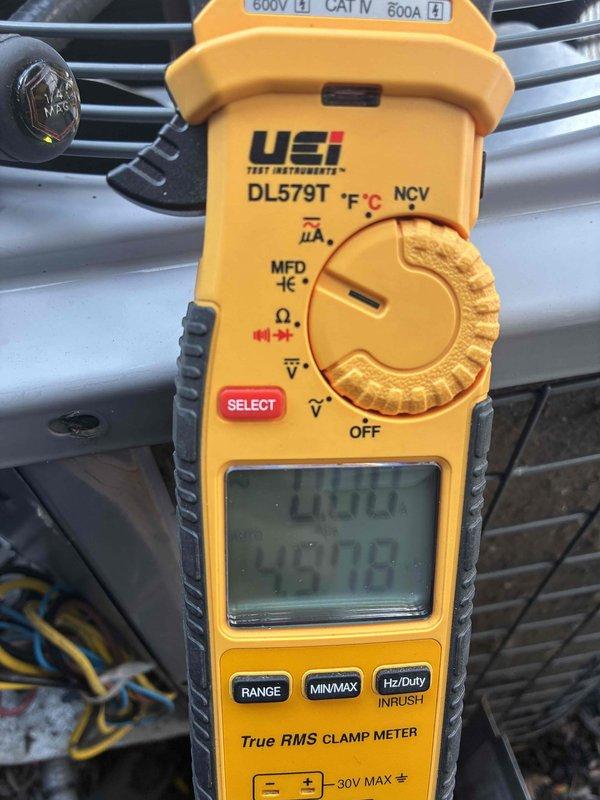 Completed comprehensive cooling maintenance on HVAC system. Performed electrical diagnostics using clamp meter to verify proper amperage draw and system performance. Inspected and removed failed electrical relay component showing significant oxidation and contamination on terminals, which was affecting system operation. Cleaned connections, tested system operation, and confirmed all electrical readings were within manufacturer specifications.