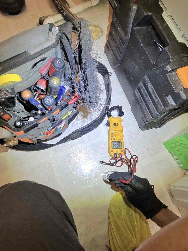 Performed comprehensive heating and cooling system evaluation for new homeowner. Conducted electrical diagnostics using digital multimeter to verify proper voltage and amperage readings at outdoor condensing unit. Inspected capacitor, contactor, and all electrical connections within outdoor unit compartment, confirming all components functioning within manufacturer specifications and wiring secure with no signs of damage or deterioration.
