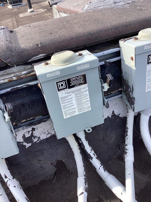 Completed scheduled preventive maintenance service on rooftop HVAC cooling system. Performed comprehensive inspection of outdoor unit including electrical disconnect boxes, condenser components, and associated ductwork. Documented system conditions with diagnostic measurements and visual assessment of equipment weathering and normal operational wear patterns.