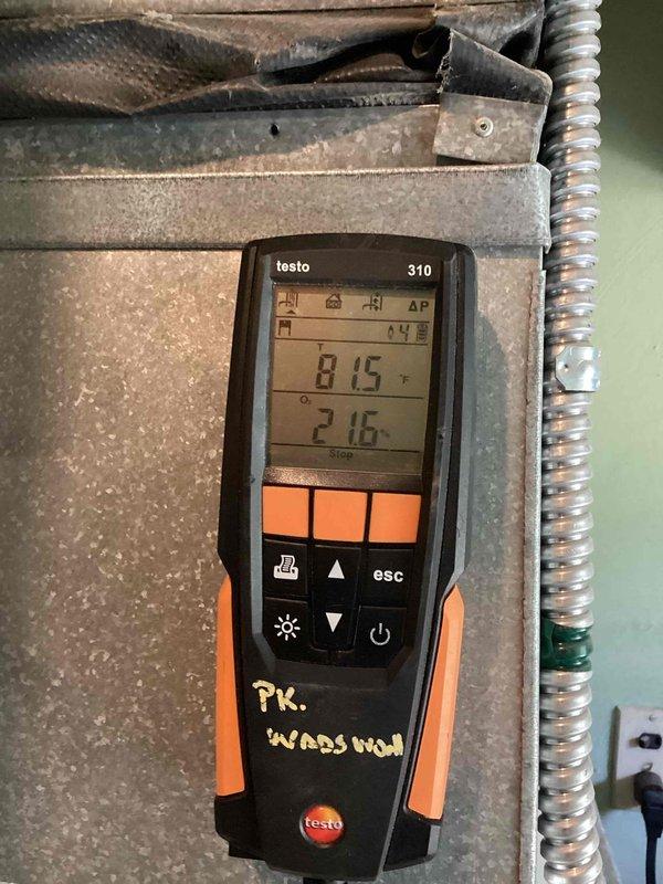Completed heating tune-up on gas furnace system, performing standard maintenance protocols and safety inspections. Utilized combustion analyzer to measure flue gas readings and verify proper burner operation, with measurements indicating acceptable parameters. Inspected internal components including control boards, wiring harnesses, blower assembly, and heat exchanger with access panels removed. Customer advised that furnace replacement may be needed in the near future based on age and condition of equipment.