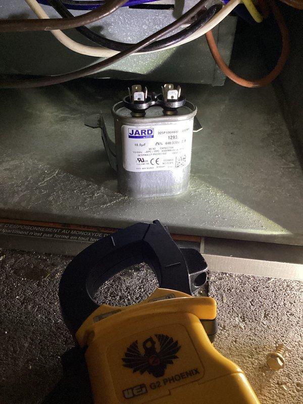 Completed scheduled cooling system maintenance on residential air conditioning unit. Performed comprehensive system inspection including electrical component testing with digital multimeter, verified capacitor specifications and functionality, and measured amp draw to confirm proper compressor operation. All refrigerant lines, electrical connections, and system components were inspected and found to be operating within normal parameters.