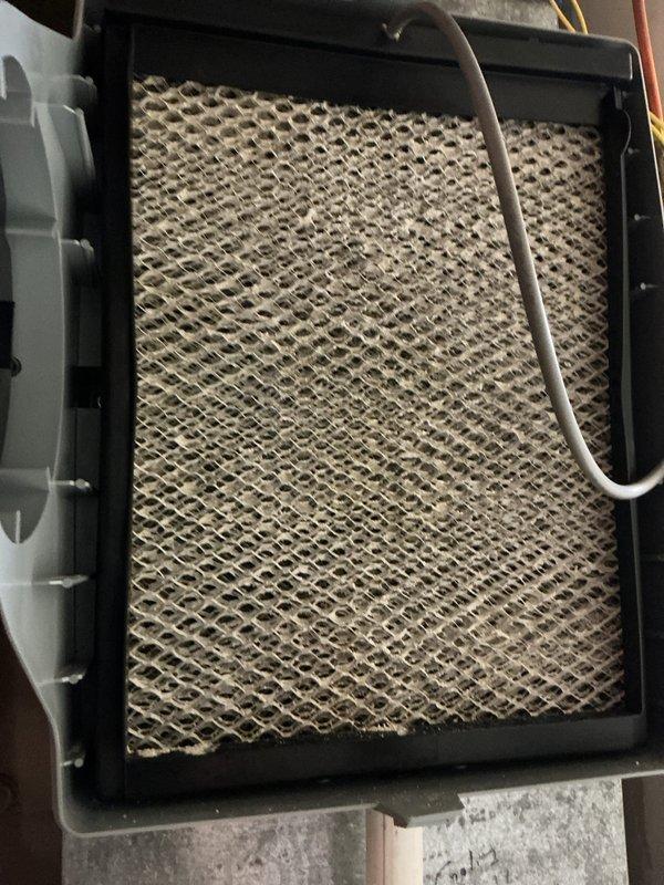 Completed routine cooling maintenance on three HVAC systems as part of scheduled MVP maintenance program. Performed comprehensive inspection of all units, including evaluation of evaporator coils, air filters, and ventilation components. Inspected humidifier filter assembly showing moderate dust and debris accumulation within honeycomb mesh structure; assessed water supply lines and electrical connections for proper operation. Examined return air grilles and confirmed adequate airflow through louver assemblies. All systems tested and verified operational upon completion of maintenance procedures.
