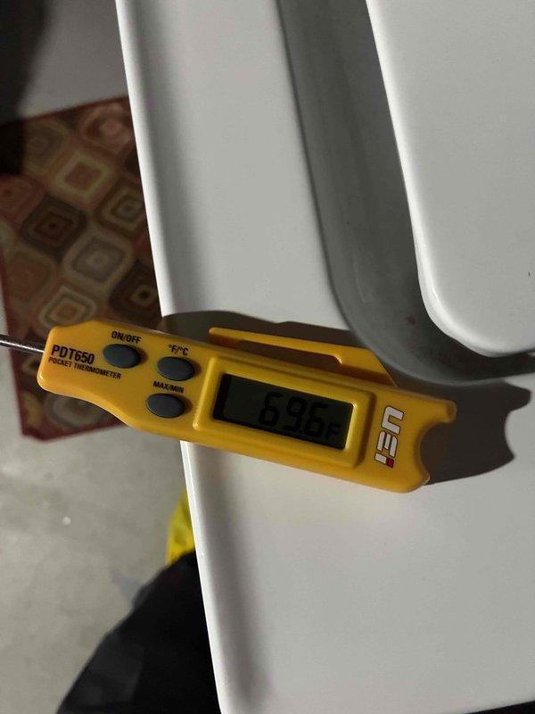 Completed routine MVP cooling maintenance on Carrier HVAC system. Performed comprehensive inspection of air handler and refrigerant lines, recording supply air temperature of 55°F and verifying proper system operation. Measured and documented temperature differential across the evaporator coil to confirm adequate cooling performance and system efficiency within manufacturer specifications.
