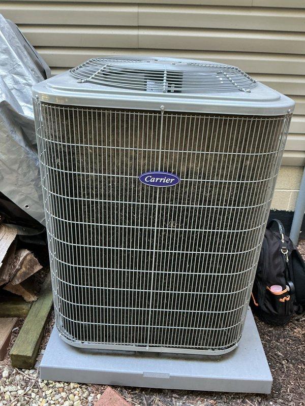 Completed comprehensive cooling tune-up on Carrier air conditioning system, including inspection of outdoor condenser unit and indoor air handler. Performed standard maintenance procedures, verified system operation, and documented equipment condition with photos. Customer expressed strong interest in enrolling in preventative maintenance membership program for ongoing system care.