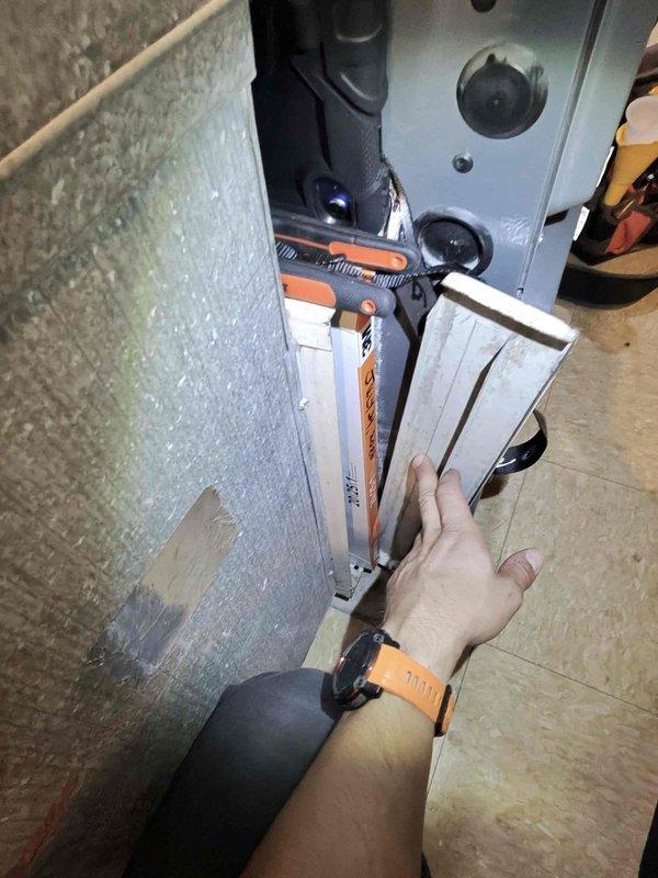 Responded to service call regarding excessive humidity levels above 50% in residence following recent AC work. Performed system inspection of HVAC equipment in mechanical room, including examination of air handler and filter assembly. Checked filter condition and airflow, inspected ductwork connections, and evaluated system operation to diagnose potential causes of elevated indoor humidity levels that developed after previous service visit approximately one month prior.