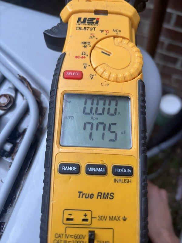 Completed scheduled preventive maintenance on residential cooling system. Performed comprehensive system diagnostics using digital multimeter to verify proper electrical readings, capacitor performance, and voltage levels across all components. All measurements confirmed system operating within manufacturer specifications, ensuring optimal efficiency and reliability for continued cooling operation.