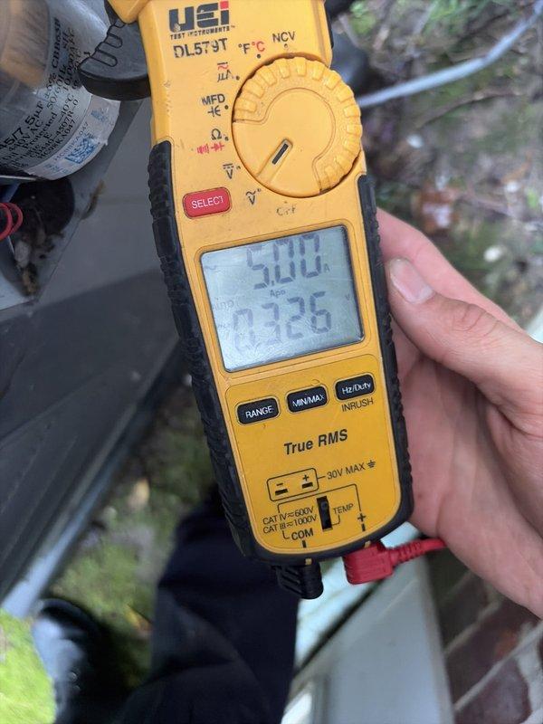 Completed scheduled preventive maintenance on residential cooling system. Performed comprehensive system diagnostics using digital multimeter to verify proper electrical readings, capacitor performance, and voltage levels across all components. All measurements confirmed system operating within manufacturer specifications, ensuring optimal efficiency and reliability for continued cooling operation.