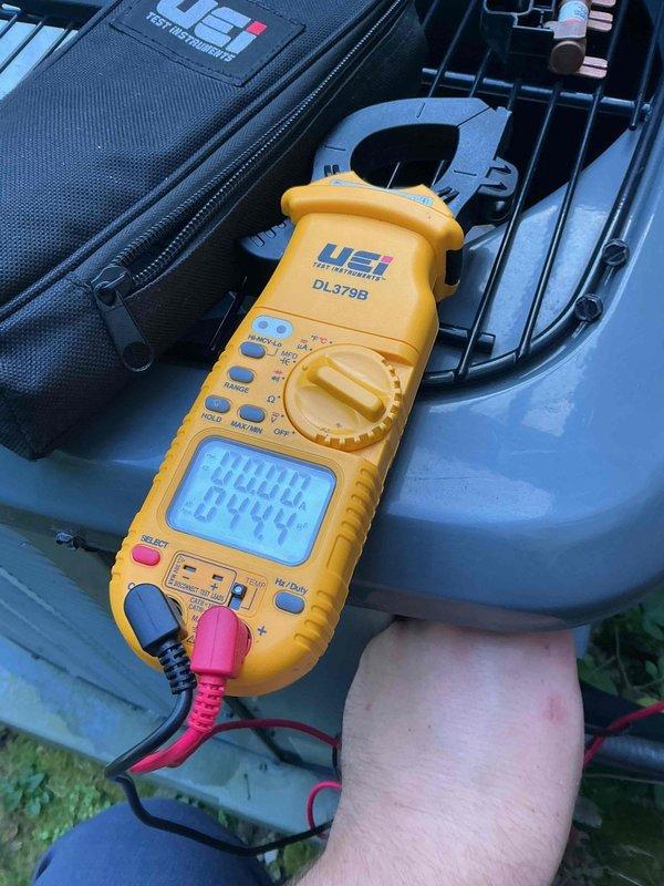 Completed scheduled preventive maintenance on residential cooling system. Performed comprehensive system diagnostics using digital multimeter to verify electrical parameters, measure amperage draw, and confirm voltage levels within manufacturer specifications. All components inspected and system operating properly with normal readings recorded.