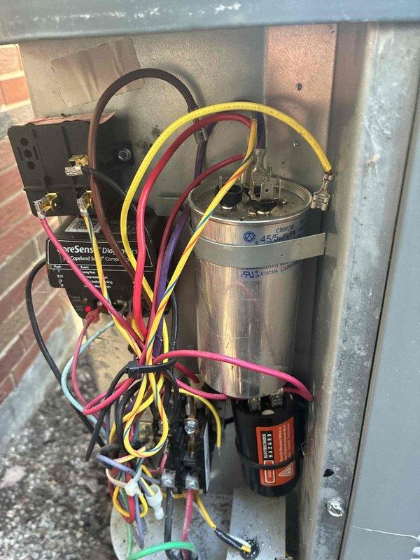 Completed comprehensive HVAC cooling maintenance on residential system under MVP preventative maintenance program. Performed thorough inspection of furnace unit and outdoor condensing unit, including examination of electrical components, capacitor, SureStart soft start device, control boards, and all wiring connections. All system components found to be operating within normal parameters with no deficiencies noted.