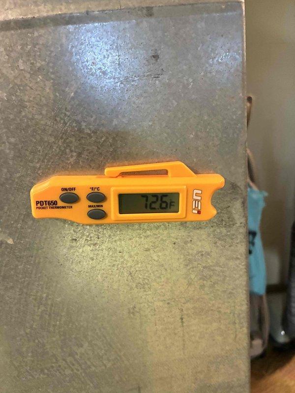 Completed comprehensive cooling maintenance on HVAC system. Performed system diagnostics using calibrated digital instrumentation, measuring supply air temperature at 72.6°F at the air handler unit and verifying electrical parameters including amperage draw of 6.12A with clamp meter. All measurements fell within normal operating specifications, confirming proper system performance and efficiency for continued reliable cooling operation.