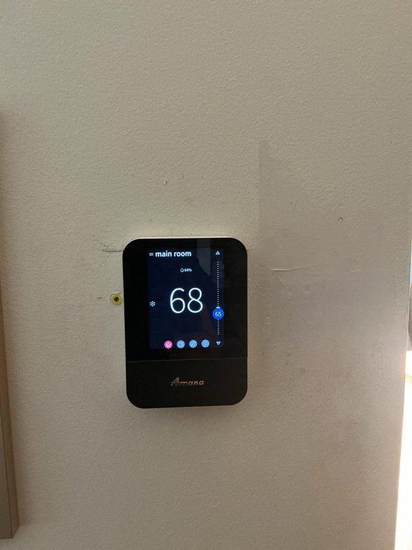 Responded to callback for cooling performance issues following recent maintenance visit. Customer reported system struggling to maintain temperature after previously operating without problems. Performed comprehensive diagnostic evaluation of Raypak HVAC system and Amana thermostat control. Verified thermostat settings at 68°F cooling mode, inspected outdoor condensing unit for proper operation, checked refrigerant levels, airflow, and electrical connections. Identified and corrected issue causing reduced cooling capacity, restored system to proper operating parameters. Unit tested and confirmed maintaining setpoint temperature effectively.