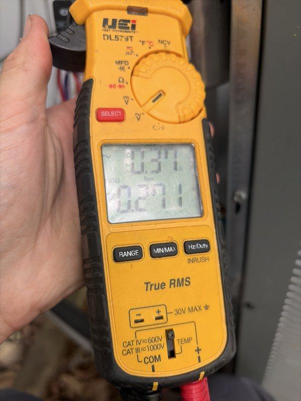 Completed first-year preventative maintenance on residential cooling system. Performed comprehensive system inspection, recorded operational measurements using calibrated digital multimeter, and verified all electrical parameters were within manufacturer specifications. Unit operating efficiently with no deficiencies noted.
