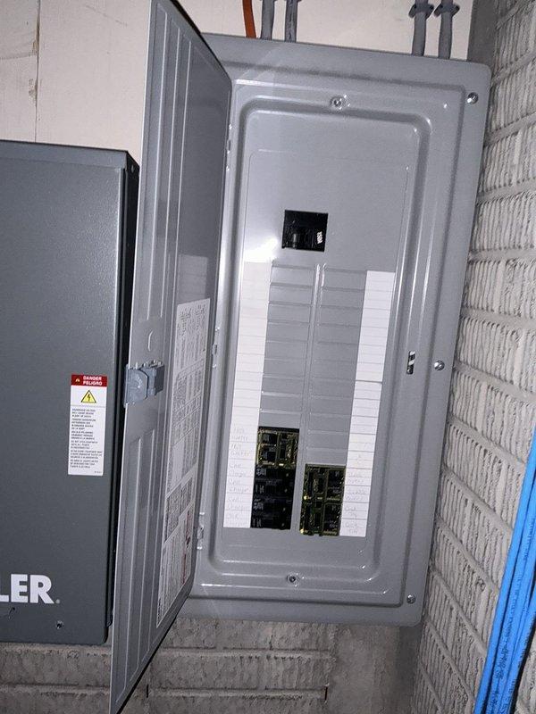 Completed on-site electrical estimate for generator installation. Inspected existing electrical panel infrastructure, documented current breaker configuration and available capacity within the main service panel. Photographed electrical system components including panel interior layout, circuit breaker arrangement, and associated conduit runs to assess compatibility and requirements for generator integration. Evaluated mounting location, existing wiring pathways, and service entrance configuration to determine optimal connection point for automatic transfer switch installation.