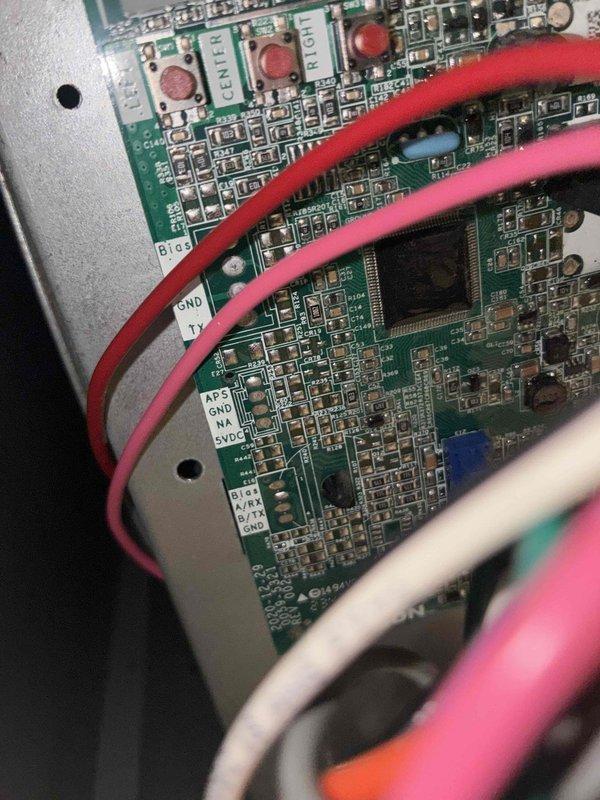 Performed scheduled preventive maintenance on HVAC cooling system control board and electrical components. Inspected printed circuit board assembly, verifying proper operation of integrated circuits, capacitors, resistors, and all surface-mounted components. Examined all wire connections including line voltage, transformer, and thermostat terminals to ensure secure attachment and proper routing. Confirmed emergency stop switch functionality and verified all terminal connections were tight and free of corrosion.