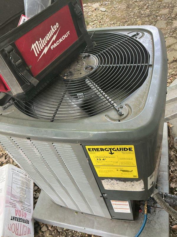 Responded to no cooling complaint with 8-degree temperature differential. Upon inspection, system was running but failing to adequately cool the space. Performed diagnostic assessment of both indoor air handler and outdoor condensing unit, checking refrigerant levels, electrical components, and airflow. Completed necessary repairs to restore proper cooling operation and verified system functionality before departure.