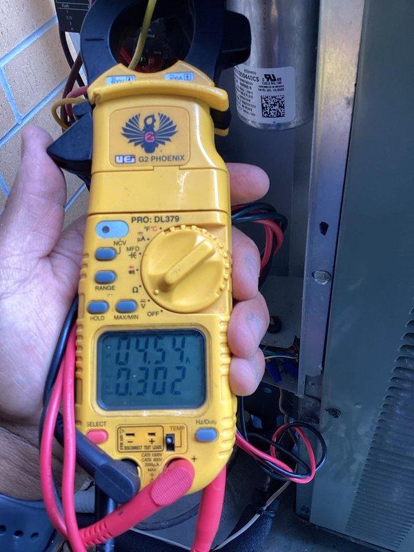 Responded to no cooling complaint following recent maintenance visit. Upon arrival, performed electrical diagnostics using clamp meter to measure amperage at outdoor unit components, including capacitor circuit. Tested system airflow and temperature readings at ductwork using digital gauges to verify operational parameters and identify cause of cooling failure. Responded to no cooling complaint following recent maintenance visit. Upon arrival, performed electrical diagnostics using clamp meter to measure amperage at outdoor unit components, including capacitor circuit. Tested system airflow and temperature readings at ductwork using digital gauges to verify operational parameters and identify cause of cooling failure.
