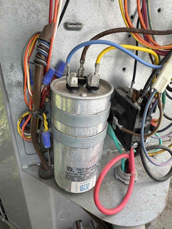 Completed scheduled preventive maintenance on two residential cooling systems. Performed comprehensive inspections of both units including electrical components, capacitors, contactors, and wiring connections. Verified proper operation of all system controls and confirmed adequate attic insulation around air handler installation. All components found in good working condition with clean connections and proper wire routing throughout both systems.
