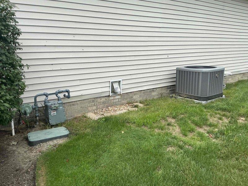 Completed installation of a 50-gallon power vent hot water heater in the mechanical space. The new unit was properly positioned, vented through the existing infrastructure with appropriate metallic ductwork and power vent assembly, and all gas and water connections were secured and tested for safe operation.