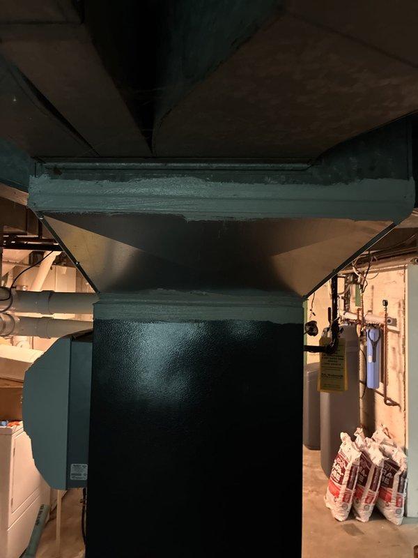 Completed HVAC install warranty work by sealing all ductwork-to-furnace connections and filter-to-furnace joints using duct sealant to ensure proper air sealing and system efficiency. Documented the completed work with photographs and prepared system for final reinspection approval.