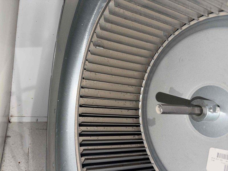 Completed scheduled cooling maintenance on two AC systems. Performed comprehensive inspection of air handling units, including blower wheel assemblies and filtration systems. Documented blower wheel condition showing dust accumulation on centrifugal fan blades, which is typical for units in operation. Verified air filter specifications (16x25x1) and proper airflow direction. Conducted diagnostic measurements using calibrated HVAC testing equipment to ensure system performance parameters were within acceptable ranges. All components inspected and systems confirmed operational.