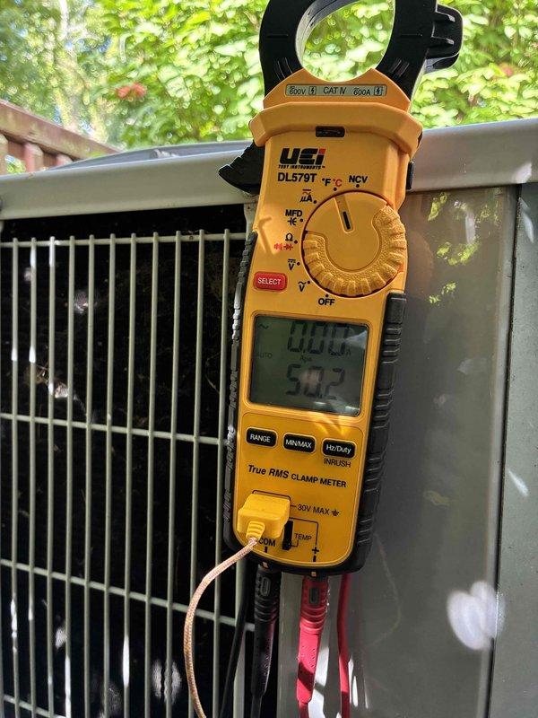 Completed comprehensive cooling system maintenance and tune-up on 11-year-old air conditioning unit. Performed full system inspection including electrical testing with clamp meter to verify proper amperage draw and voltage levels at outdoor condensing unit. Accessed control board housing, inspected all electrical connections, wiring, and PCB components for signs of wear or failure. Investigated reported whining/whirring noise at startup; checked compressor operation, condenser fan motor bearings, and capacitor performance. Cleaned debris and spider webs from control compartment and verified all wire connections were secure. Measured system performance parameters and confirmed unit operating within manufacturer specifications.