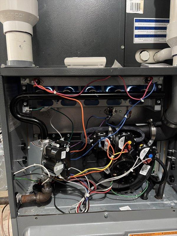 Completed comprehensive heating system maintenance on residential HVAC unit, including inspection of all internal components, electrical connections, and mechanical systems. Customer requires replacement of humidifier water panel, which was noted for future service. Completed comprehensive heating system maintenance on residential HVAC unit, including inspection of all internal components, electrical connections, and mechanical systems. Customer requires replacement of humidifier water panel, which was noted for future service.