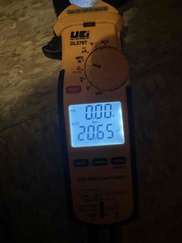 Completed comprehensive cooling system maintenance as part of ongoing preventive service plan. Performed electrical diagnostics using digital multimeter, measuring capacitor performance at 20.55 microfarads to verify proper compressor and fan motor operation. Inspected blower wheel assembly, confirming all blades were clean, properly secured, and free of debris to ensure optimal airflow throughout the system. All components tested within manufacturer specifications and unit operating efficiently.