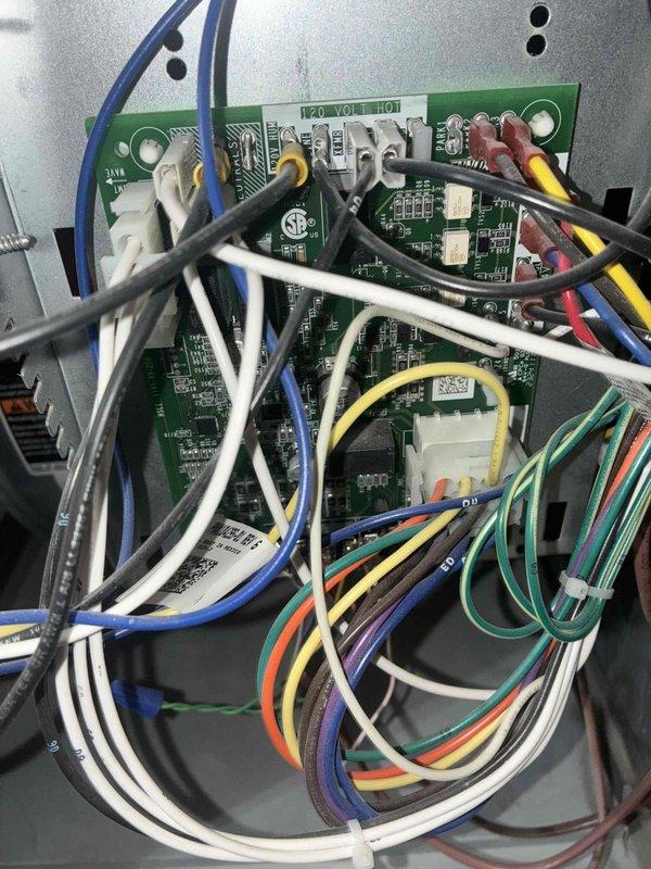 Completed scheduled preventive maintenance on residential cooling system. Performed comprehensive system diagnostics using digital clamp meter to verify electrical parameters, including voltage, amperage, and capacitance readings on all major components. Inspected control board wiring connections, verified proper terminations at 120V circuit board, and confirmed all wire harnesses were secure and properly routed within the control panel enclosure. All electrical measurements were within manufacturer specifications, system operating normally with no deficiencies noted.