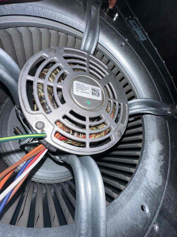 Completed scheduled preventive maintenance on residential cooling system. Performed comprehensive inspection of air handler components including blower motor assembly, squirrel cage fan, and internal ductwork. Verified proper operation of blower motor, checked electrical connections, and confirmed all components were clean and functioning within normal parameters.