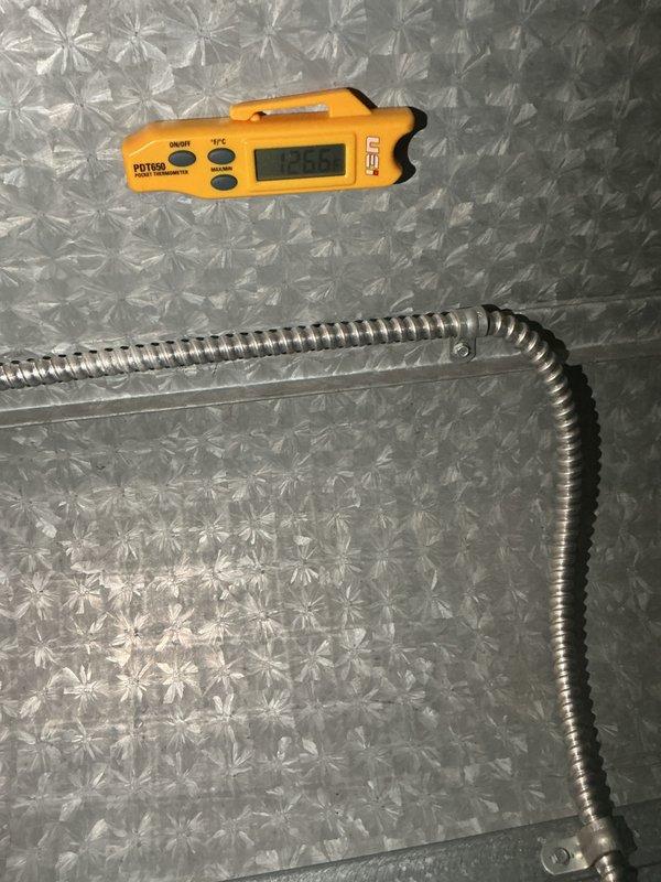 Completed heating maintenance on two HVAC systems, performing comprehensive inspections and testing of all components. Verified electrical connections, measured system voltages reading 12.50V on diagnostic equipment, inspected flexible metal conduit connections, and confirmed proper wire routing including power and control wiring throughout both units.